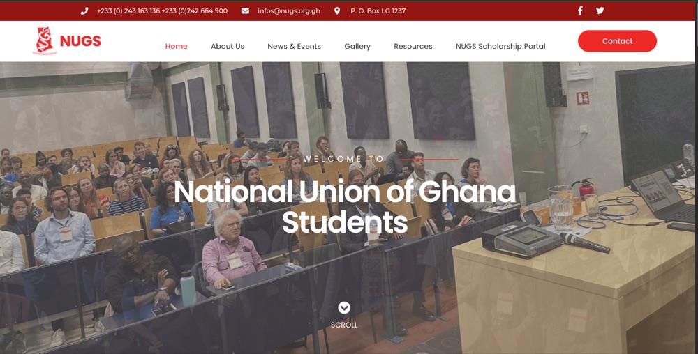 National Union of Ghana Students website screenshot