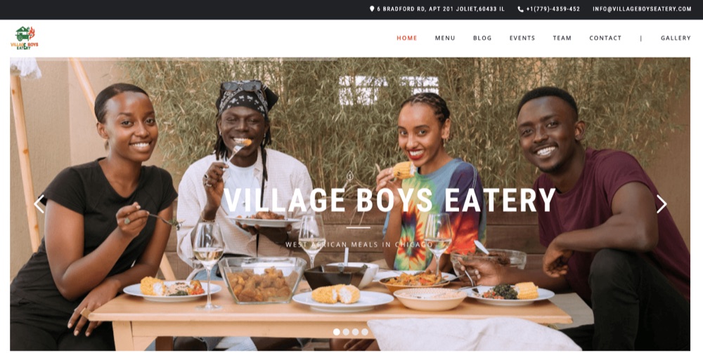 Village Boys Eatery website screenshot